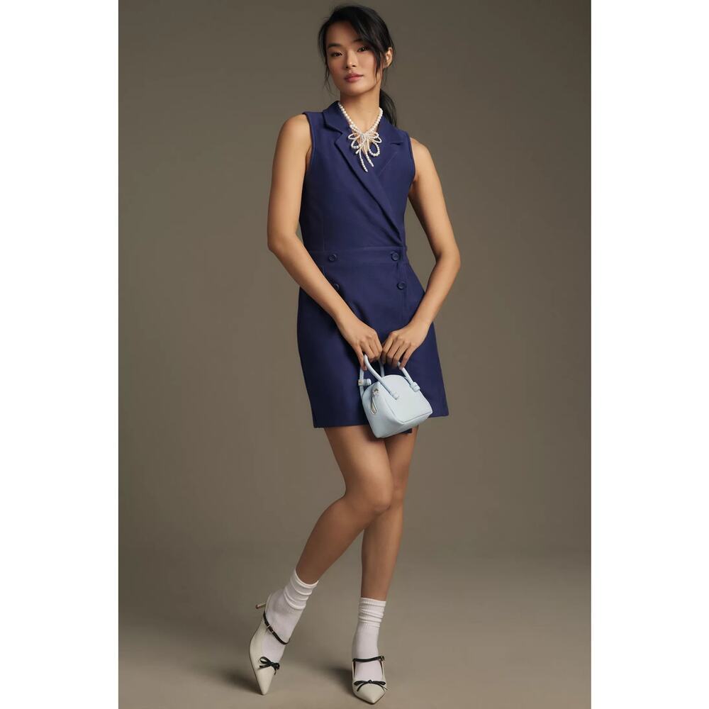 Anthropologie Maeve Knit Blazer Romper Sapphire Blue Size 12